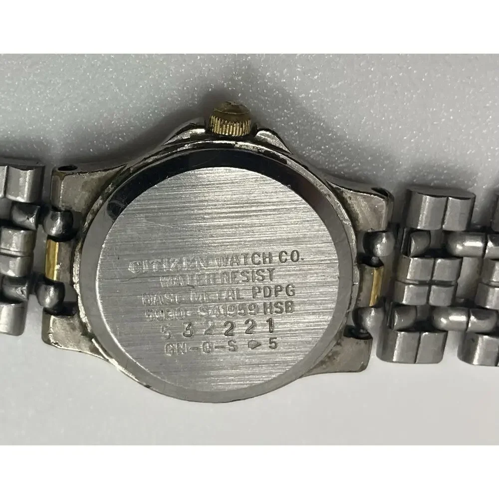 Vintage Citizen Ladies 23mm Watch Gold Silver Tone White/Gray Dial WR - Runs